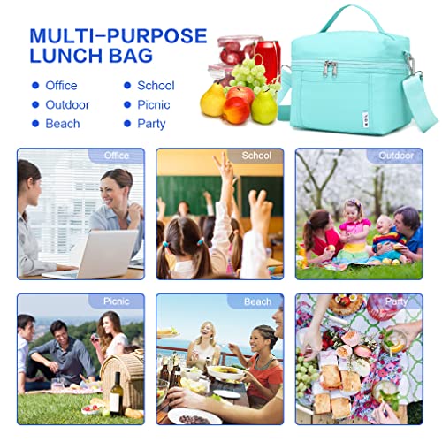 NOL Insulated Lunch Bags for Women Cooler Bag Lightweight Nylon Waterproof Lunch Box for Work Cyan Small 4L (Cyan / Small (4 Liters))