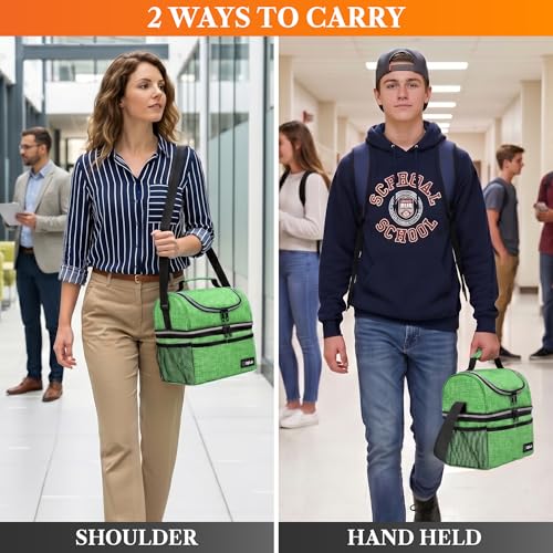 Insulated Lunch Bag for Men Women (Heather Green)