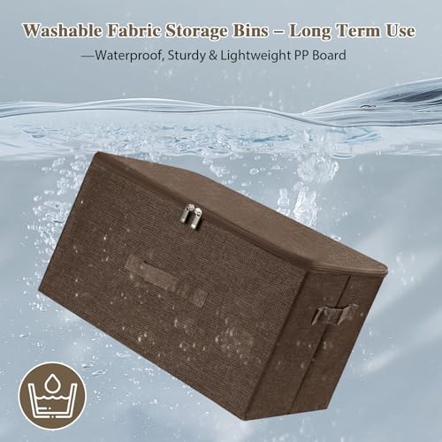 Fabric Storage Bins with Zipper Lids (Coffee / Large (Pack of 1))
