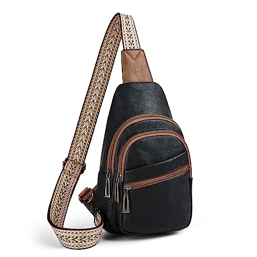 Sling Bag Crossbody Bags (Black With Brown)