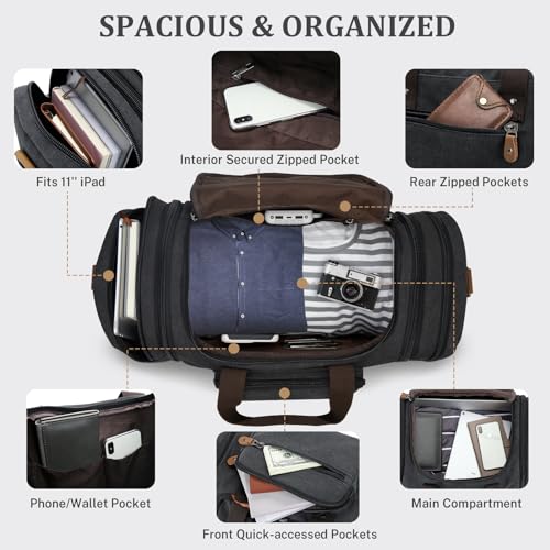 Canvas Duffle Bag (Dark Grey / X-Large-60L (Without Shoe Compartment))