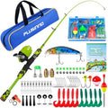 Kids Fishing Pole with Spincast Reel Telescopic Fishing Rod Combo Full Kits for Boys (Green / 4FT / 1.2M)