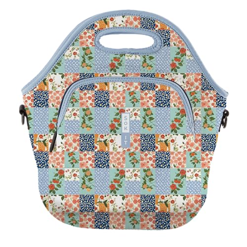 LunchTote Zippered Bag Insulated Neoprene Caddy (Garden Quilt / X-Large 6.5 Quart Lunch Tote)
