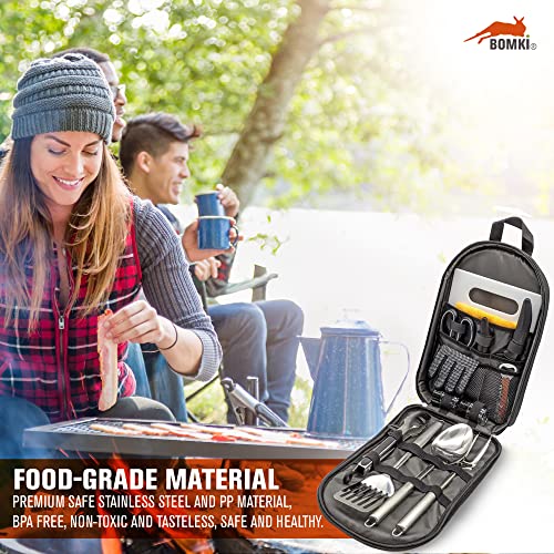 Grilling and Camping Cooking Utensils Set for The Outdoors BBQ (Black Lite)