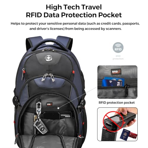 Design Travel Laptop Backpack for Men with USB SD803 (Black/Blue / Standard)