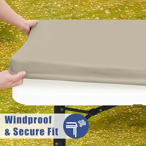 2 Pack Rectangle Spandex Fitted Table Cloth (Taupe / 60" x 30" (Rectangular))