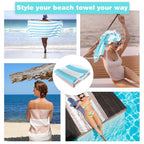 2 Pack Microfiber Beach Towel (2 Pack- Blue Brown / 75”x 35”)