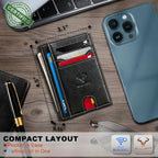 Men Slim Leather Wallet Money Clip 7Cards (Black1395)
