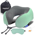 Neck Pillow for Travel with Travel Pouch (Turquoise Striped Kit)