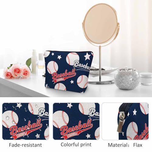 Baseball Makeup Organizer Bag Cosmetic Bag For Men Women (9 x 7.1 inch / Baseball)