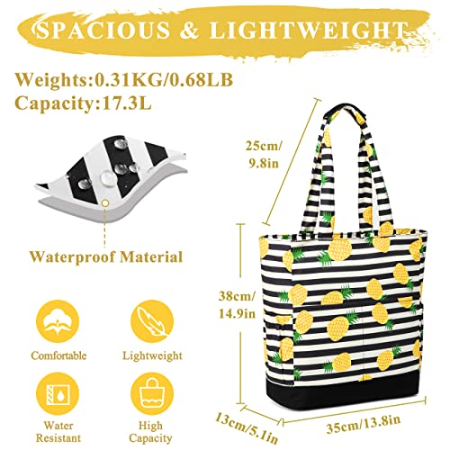 Beach Bag for Women (Stripe Pineapple)
