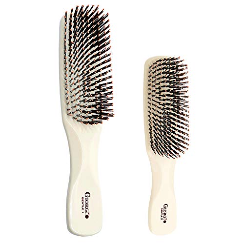 GIO1IVY GIO2IVY Ivory Gentle Touch Detangler Hair Brush for Men Women and Kids. Soft Bristles for Sensitive Scalp. Travel Brush (Set / Ivory)