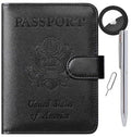 Airtag Passport Holder Cover Wallet RFID Blocking (118#Black / Passport Covers)