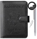 Airtag Passport Holder Cover Wallet RFID Blocking (118#Black / Passport Covers)