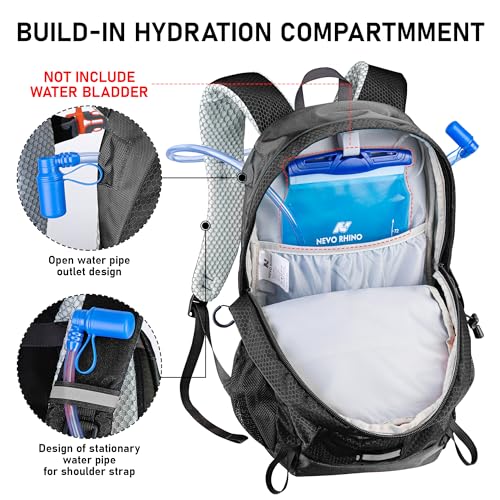20L Hiking Backpack Water Resistant Outdoor Day Pack (Black / 20L)