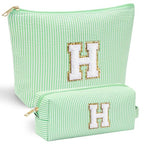 Initial Makeup Bag for Women (Green / H)