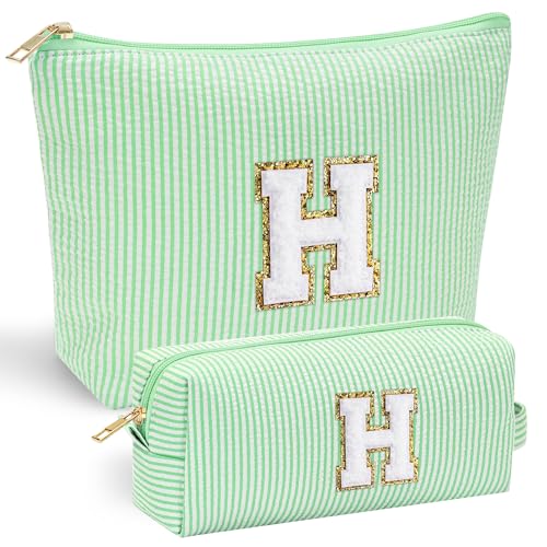 Initial Makeup Bag for Women (Green / H)