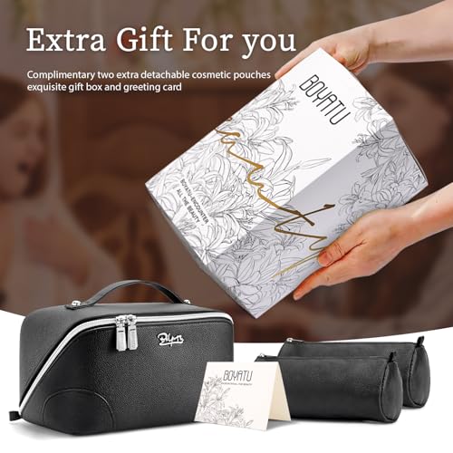 Travel Makeup Bag Cosmetic Bags for Women (C-2-Black)