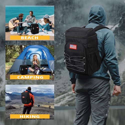 25L Insulated Cooler Backpack Water (Black)