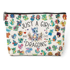 A Girl Loves Dragons Dragon Gifts Dragon Stuff Dragons Decor Cosmetic Bag Anniversary Graduation Christmas Birthday Makeup Bag Funny Friendship Gifts for Women Animal Lovers Sister Bestie Best Friend (Girl Dragons 1195)