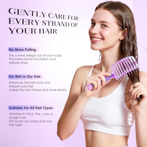 Hair Brush with Hair Clips (Violet)