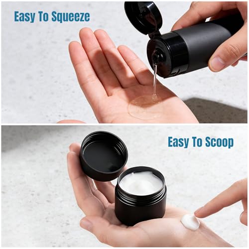 8 Pack Travel Bottles for Toiletries with Case (Black)