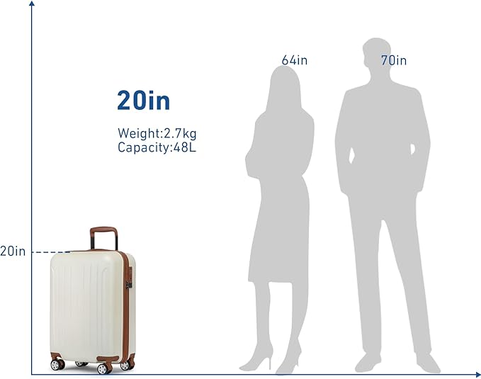 KYME Suitcase Hardshell With Double Spinner Wheels, PC+ABS TSA Lock Travel - Image 8