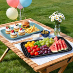 Grilling Prep & Serve Trays for Party Set of 6 (Black & Green)