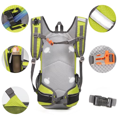 Small Hiking Daypack 15L for Running Cycling (Lime)