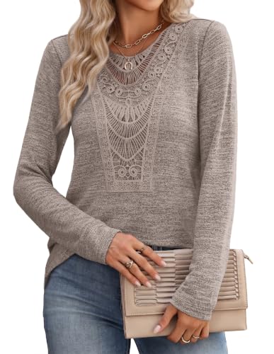 Long Sleeve Shirts for Women Chocolate Brown Fall Clothes Cozy Sweaters XL (X-Large / Brown)
