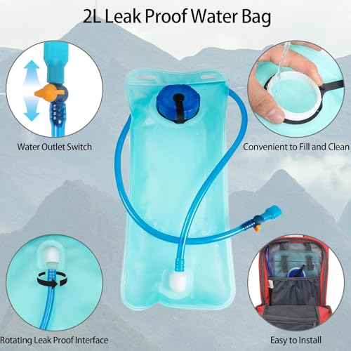 Hydration Backpack 18L Hiking Water Backpack with 2L Water Bladder for Men Women (Red)