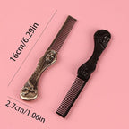 2pcs Skull Style Folding Pocket Comb - Everyday Grooming Tool for Hair and Beard Styling