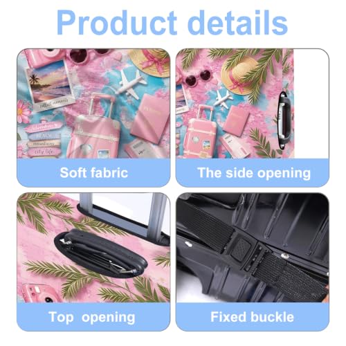 Luggage Cover Washable Suitcase Protector Anti (Pink Summer / XL(fits 32-34Inch suitcase))