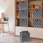 11 Inch Foldable Cube Storage Bins with Handle (6 Pack - 10.5" x 10.5" x 11" / Steel Blue)