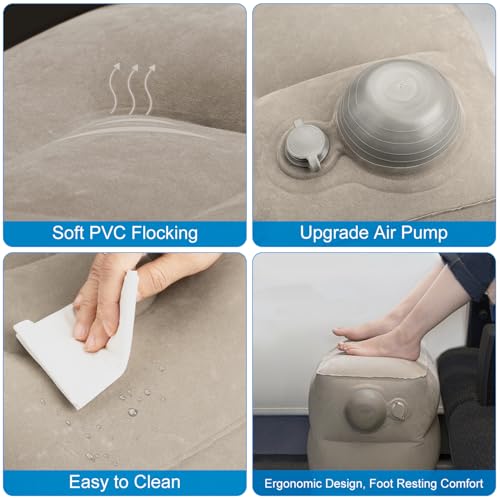1 Pack Inflatable Travel Foot Pillow (1pack Grey)