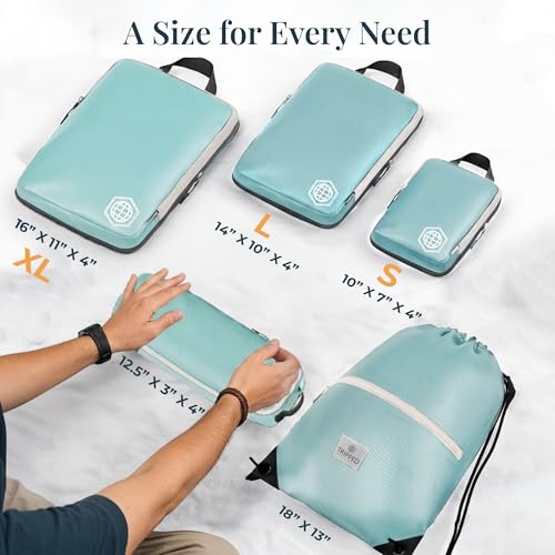 Extra Large Compression Packing Cubes 6 (Teal and White)