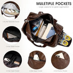 3PCS Faux Leather Weekender Bag for Women Men Travel Bag Overnight Bags (Coffee)