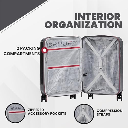 Traverse 20 Inch Carry On Expandable Hardside Upright Suitcase with 360° Spinner Wheels (Charcoal / Carry-On)