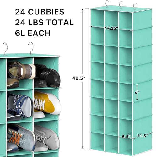 24 Section Shelves Hanging Shoes Organizer (24-Section / Turquoise)