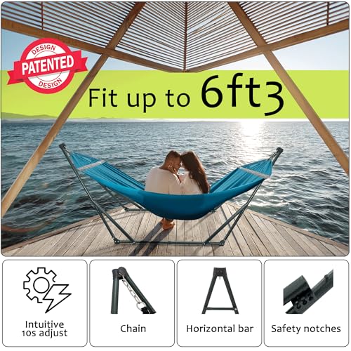Heavy Duty Couple Hammock with Steel Stand (Blue)