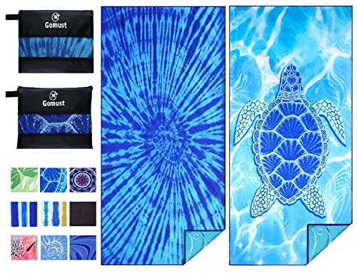 Microfiber Beach Towel Oversized 71x32 (2 Pack Tie Dye Turtle / 71"x32")