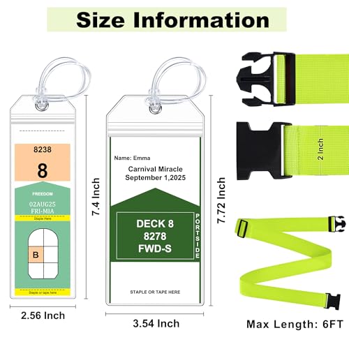 8 Pack Luggage Straps and Cruise Tags Set (Green & Wide & Narrow)