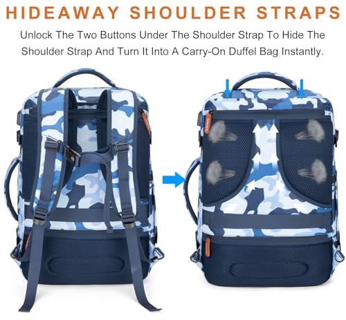 40L Expandable Travel Backpack (Camouflage Blue / 20 inches)