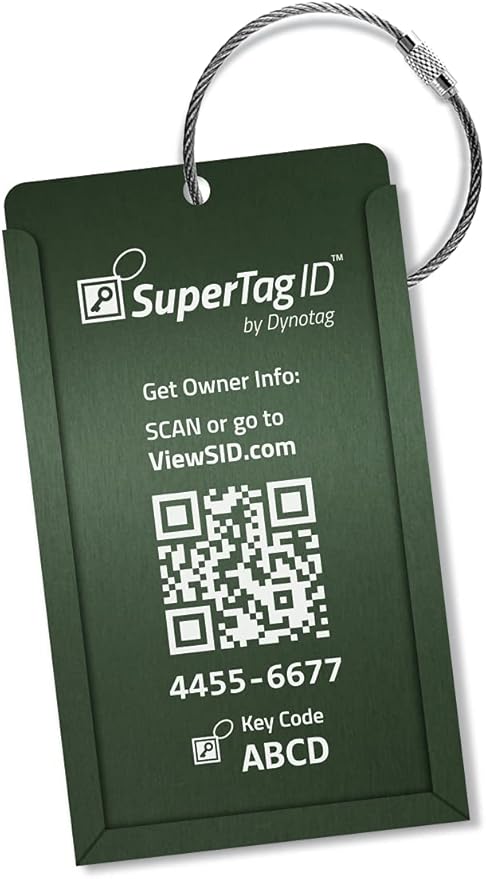 Dynotag® Web Enabled Smart Aluminum Convertible Luggage ID Tag + Braided Steel by DynotagInc