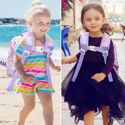 Toddler Harness Backpack Leash (Purple Colorful/Unicorn, Purple Link)