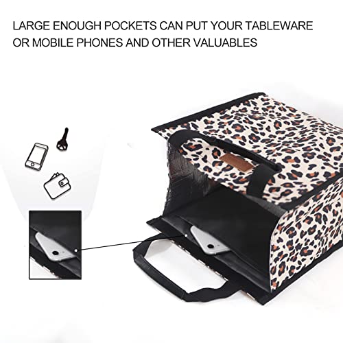 Lunch Bags for Women Insulated Reusable Lunch Tote with Internal Pocket (Leopard / 1 pack)