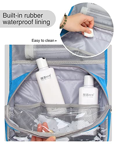 Travel Hanging Toiletry Bag for Women Men with Hanging Hook (02 Blue / Large)