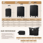 Luggage Sets 5 Piece (3-piece Set(20/24/28) / Black(20 top-open))