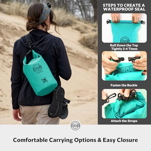 5/10/25/30/40L Waterproof Dry Bag, Small Lightweight Roll Top Dry Bag Backpack w/Waterproof Phone Case, Kayaking, Travel, Hiking, Fishing, Tubing, Camping, the Beach, Men/Women (Teal) (5/10l Teal / 5L)