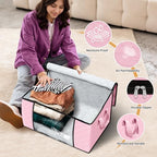 3 Pack Storage Bags for Clothes Blanket Storage Bins with Lids (3 Pack-60l / Pink)